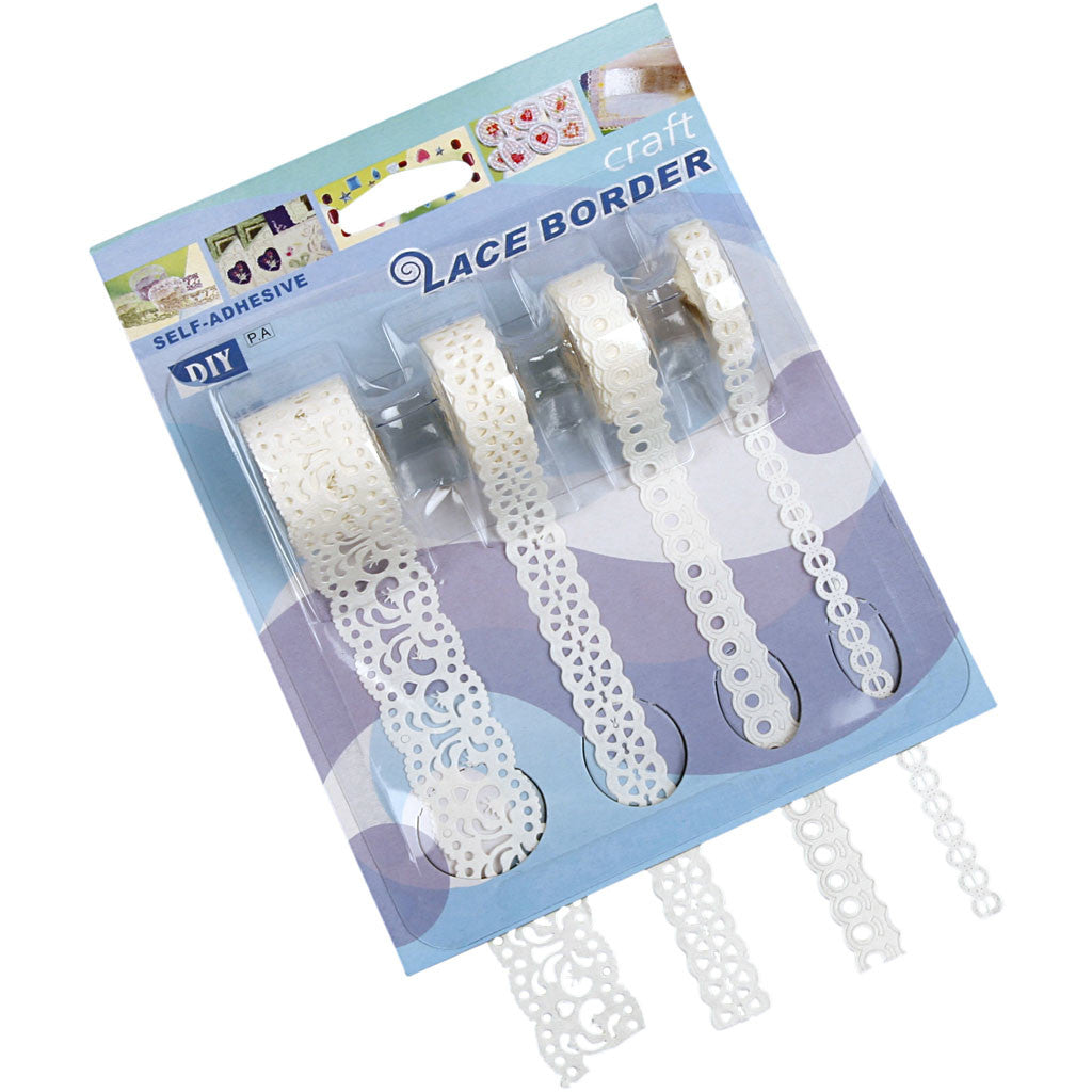 Paper Lace Borders, W: 8-23 mm, white, 4x2 m/ 1 pack [HOB-28024]
