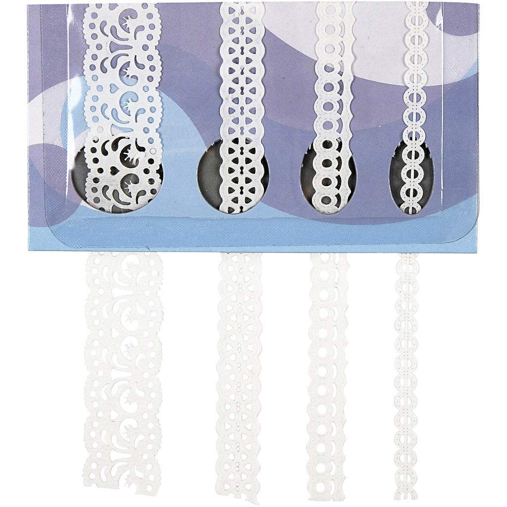 Paper Lace Borders, W: 8-23 mm, white, 4x2 m/ 1 pack [HOB-28024]