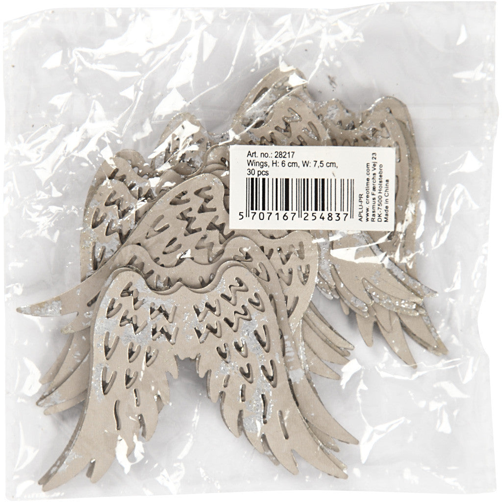 Metal Wings, H: 6 cm, W: 7,5 cm, 30 pc/ 1 pack [HOB-28217]