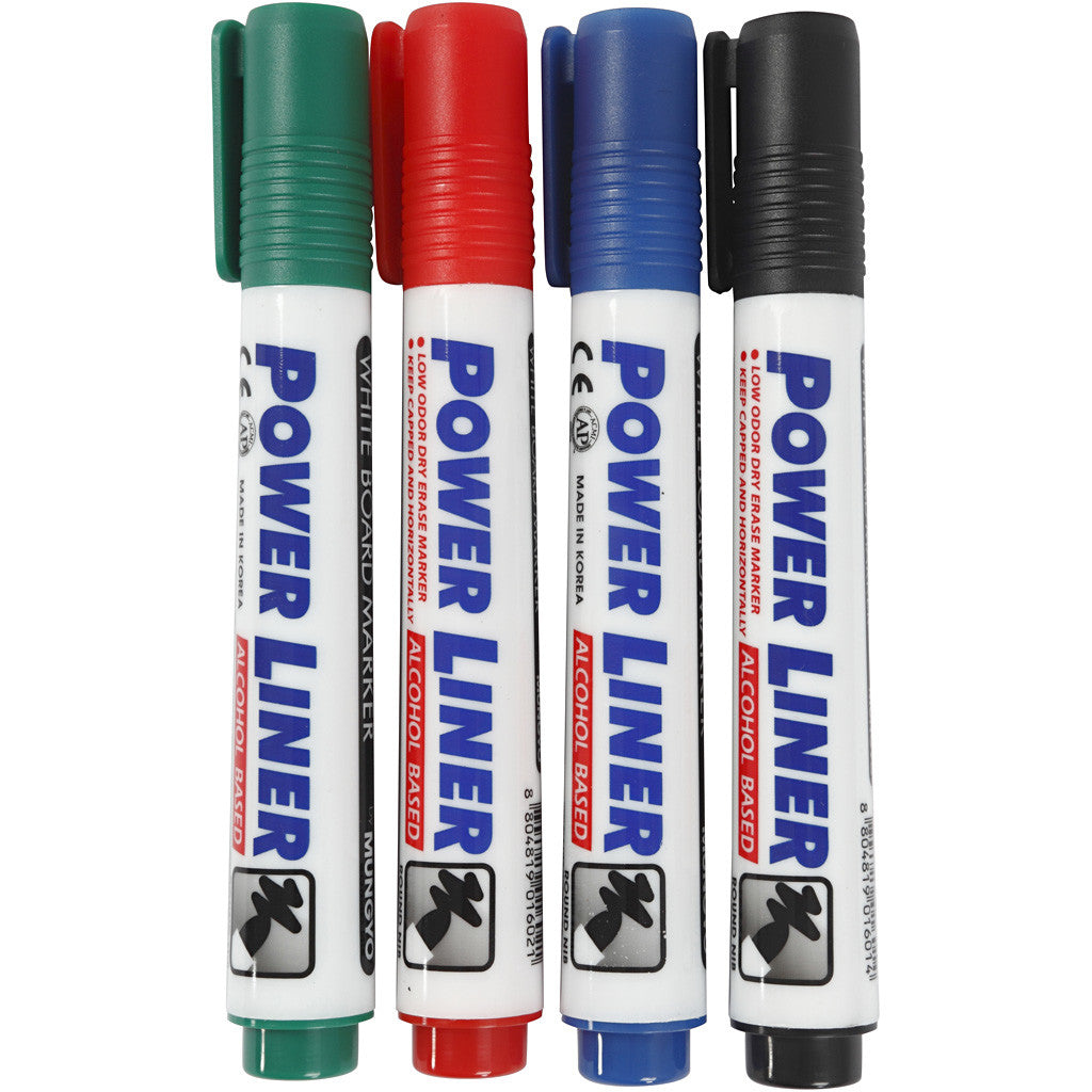 Whiteboard Markers, line 4 mm, black, blue, green, red, 4 pc/ 1 pack [HOB-28250]