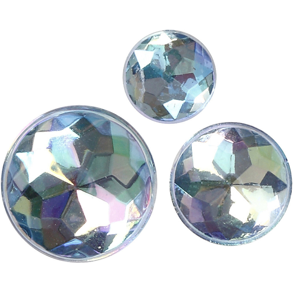 Rhinestones, size 6+8+10 mm, blue, 40 pc/ 1 pack [HOB-28323]