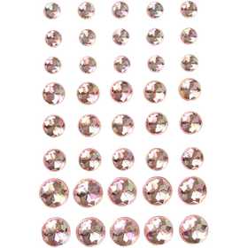 Rhinestones, size 6+8+10 mm, pink, 40 pc/ 1 pack [HOB-28324]