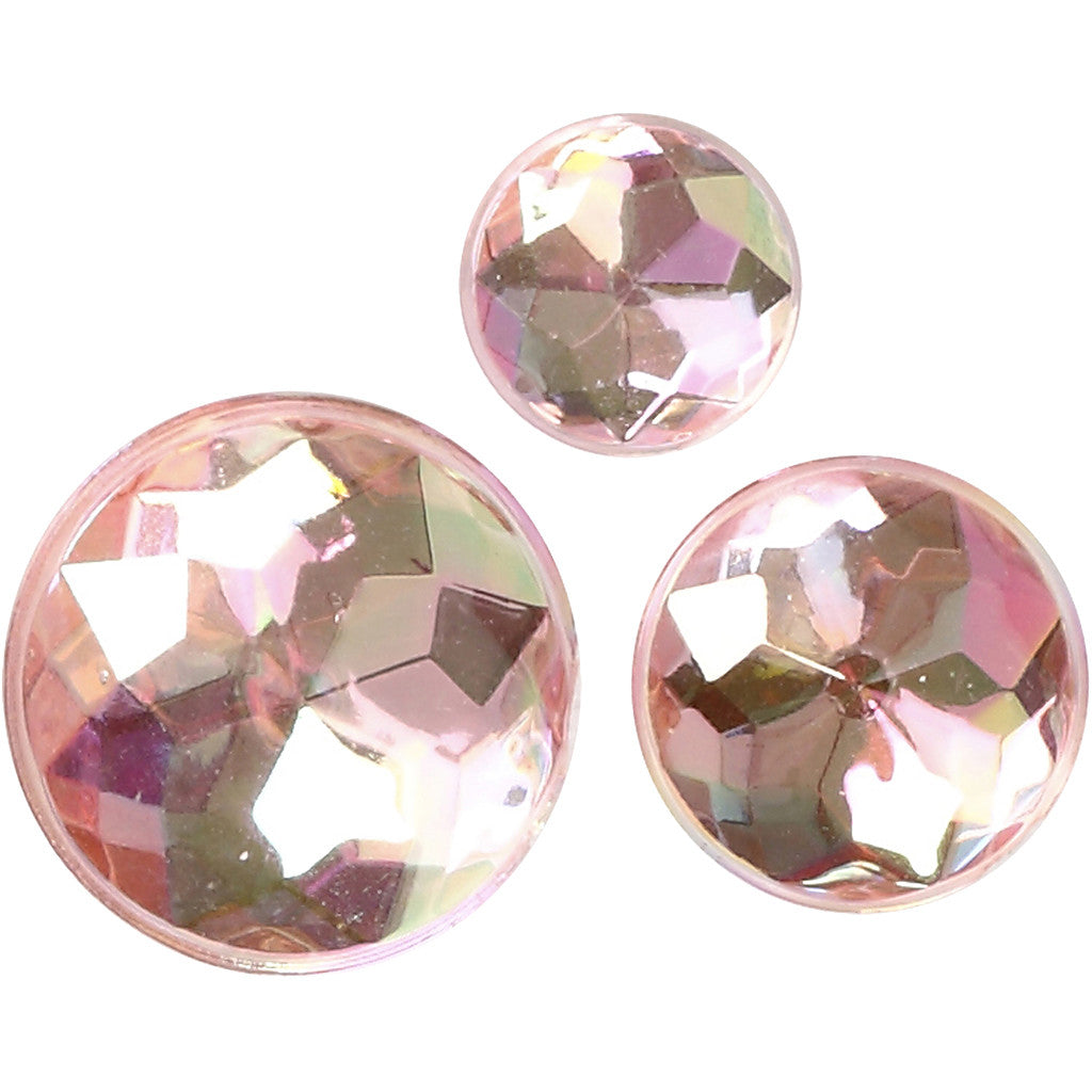 Rhinestones, size 6+8+10 mm, pink, 40 pc/ 1 pack [HOB-28324]