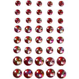 Rhinestones, size 6+8+10 mm, red, 40 pc/ 1 pack [HOB-28327]