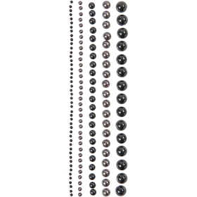 Half Pearls, size 2-8 mm, black, anthracite grey, 140 pc/ 1 pack [HOB-28348]