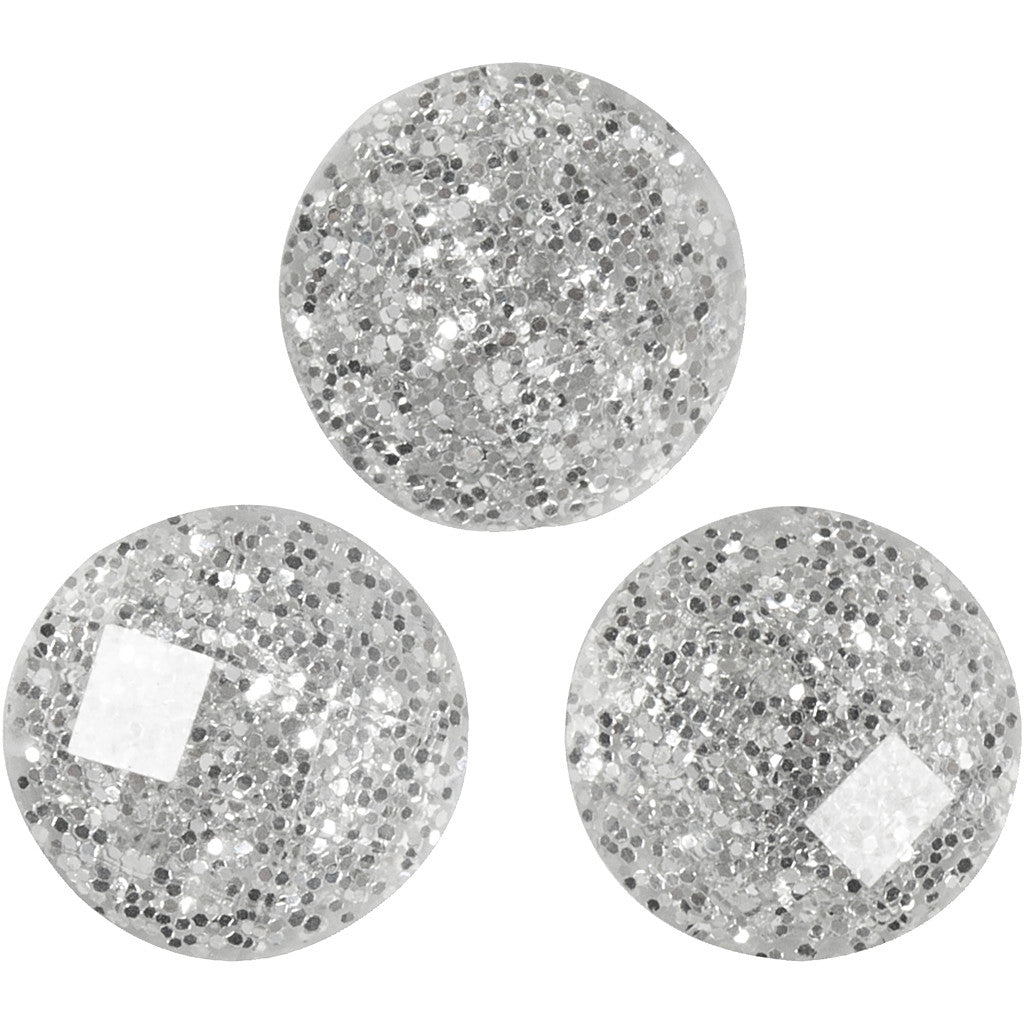 Rhinestones, dia. 8 mm, silver, 32 pc/ 1 pack [HOB-283818]