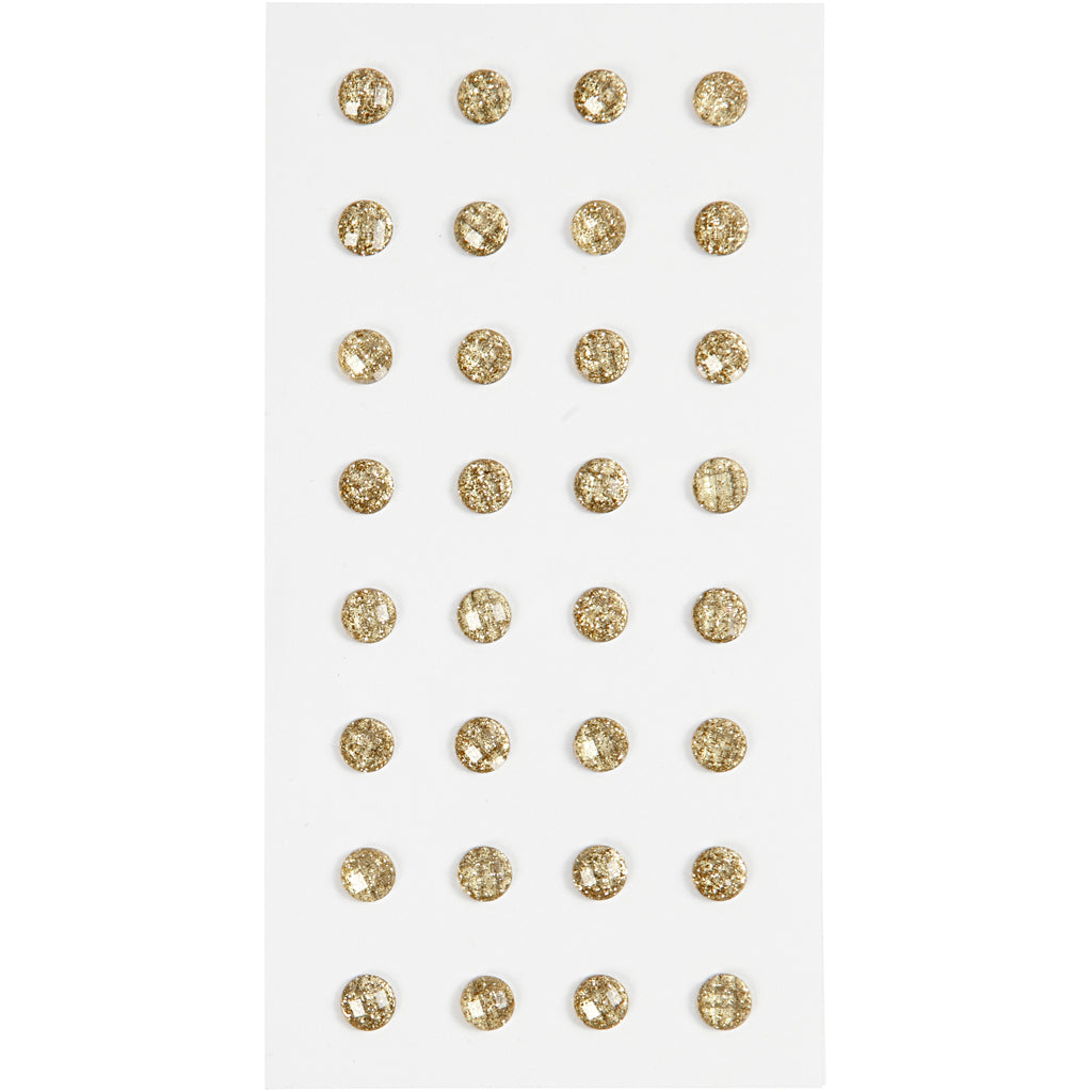 Rhinestones, dia. 8 mm, gold, 32 pc