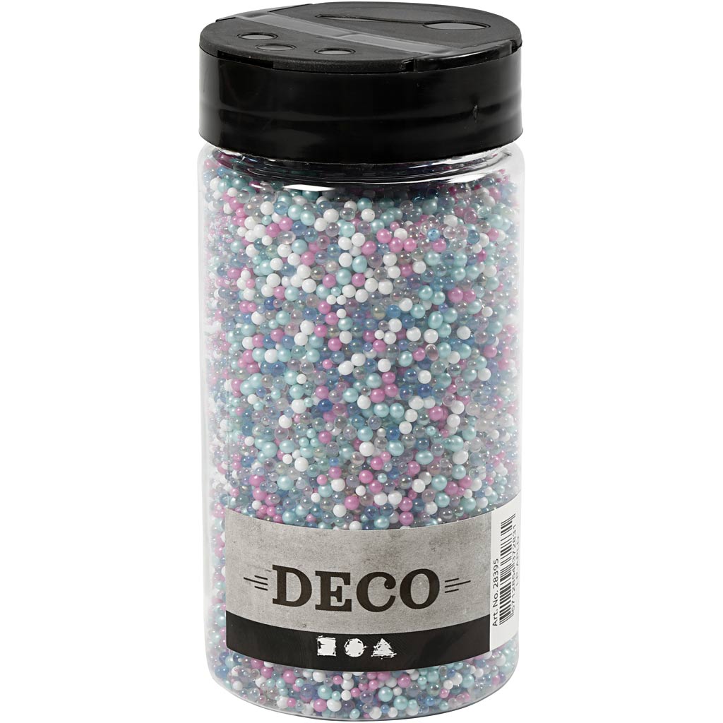 Mini Glass Beads, size 0,6-0,8+1,5-2+3 mm, pastel colours, 600g/ 1 tub [HOB-28395]
