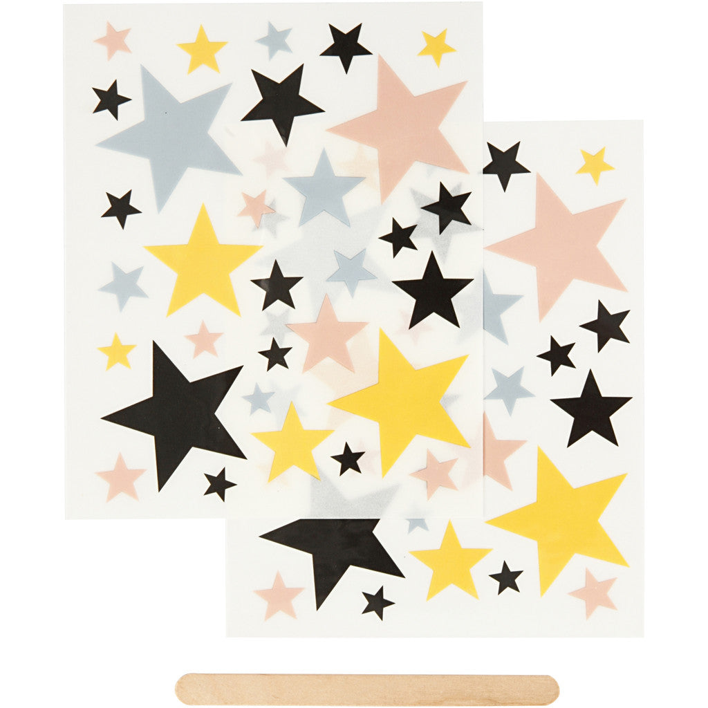 Rub-on Stickers, stars, sheet 12,2x15,3 cm, 1 pack [HOB-283963]