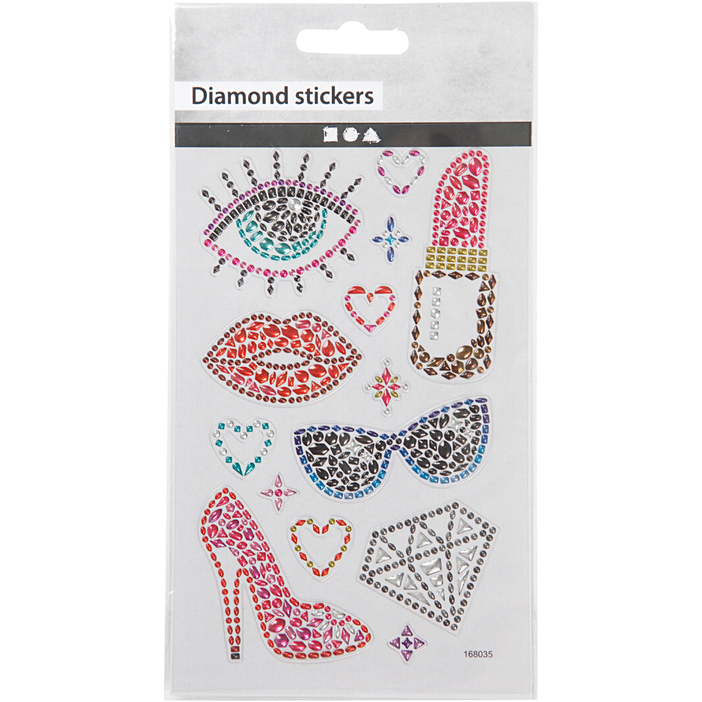 Diamond stickers, ready for the party, sheet 10x16 cm, 1 sheet [HOB-284031]