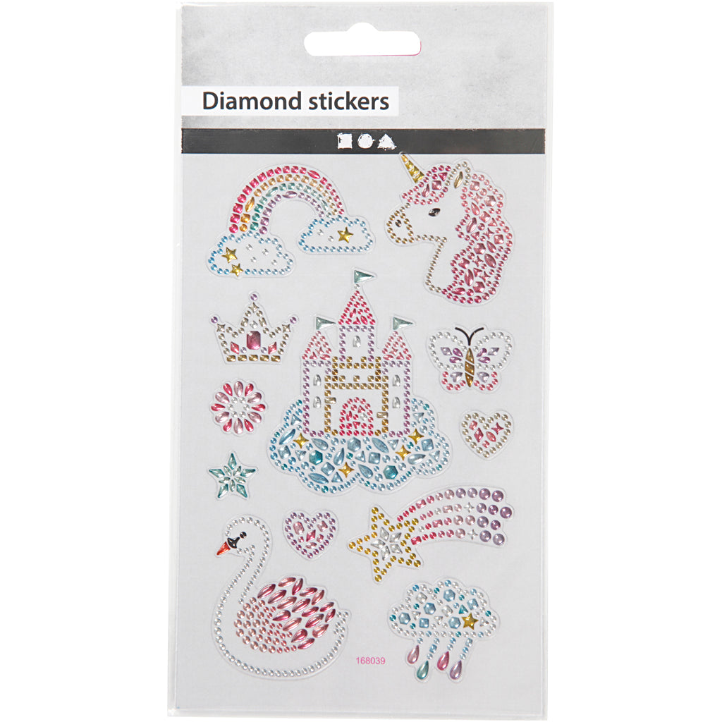 Diamond stickers, unicorn world, sheet 10x16 cm, 1 sheet [HOB-284032]