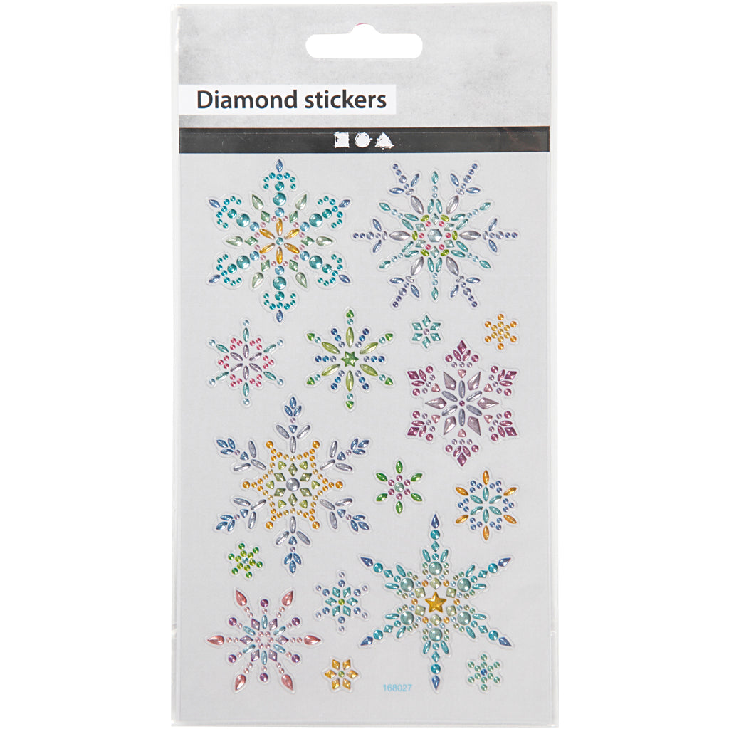 Diamond stickers, snowflakes, sheet 10x16 cm, 1 sheet [HOB-284033]