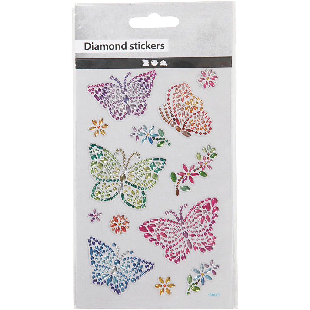 Diamond stickers, butterflies, sheet 10x16 cm, 1 sheet [HOB-284038]