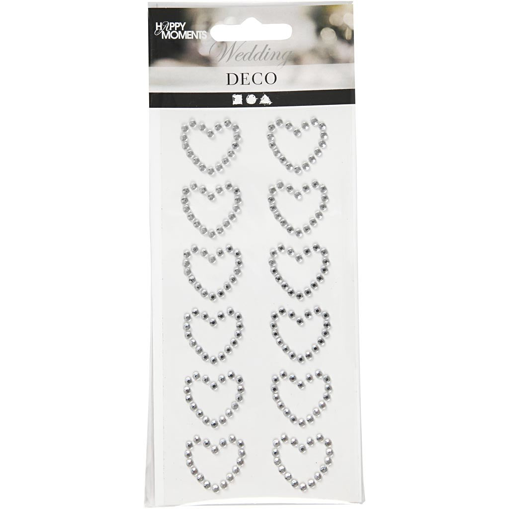 Rhinestone hearts, size 23x21 mm, silver, 12 pc/ 1 pack [HOB-28435]