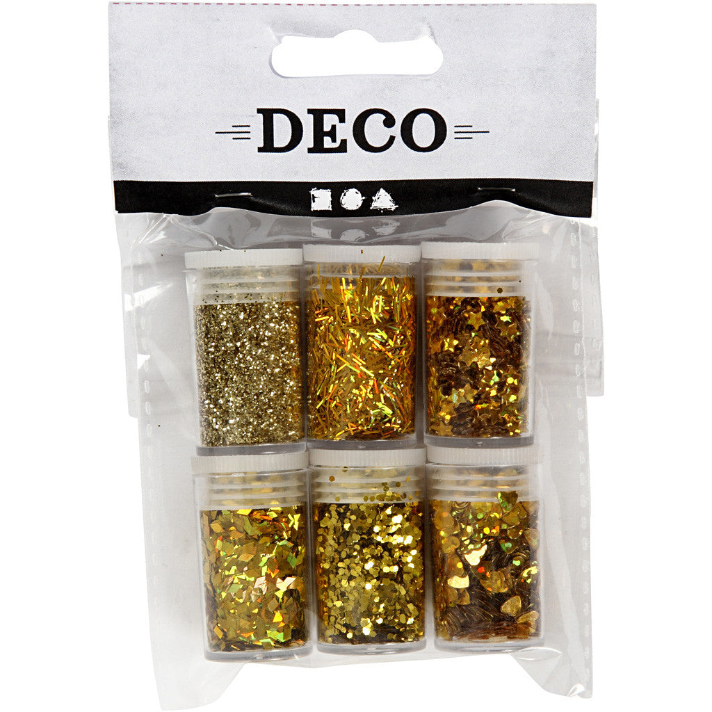 Glitter and Sequin, gold, 6x5 g/ 1 pack [HOB-28469]