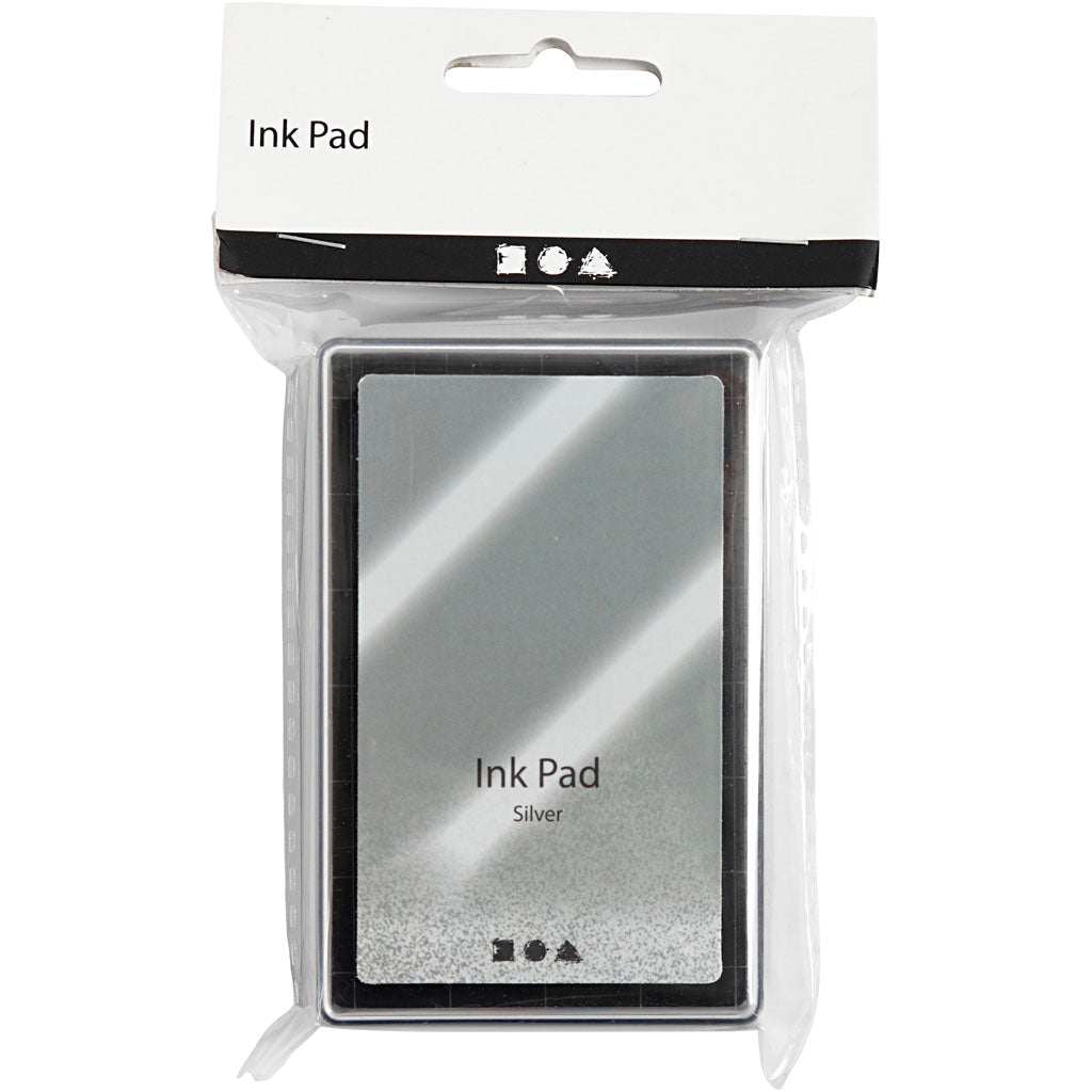 Ink Pad, H: 2 cm, size 9x6 cm, silver, 1 pc [HOB-285338]