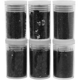 Glitter and Sequin, black, 6x5 g/ 1 pack [HOB-28587]