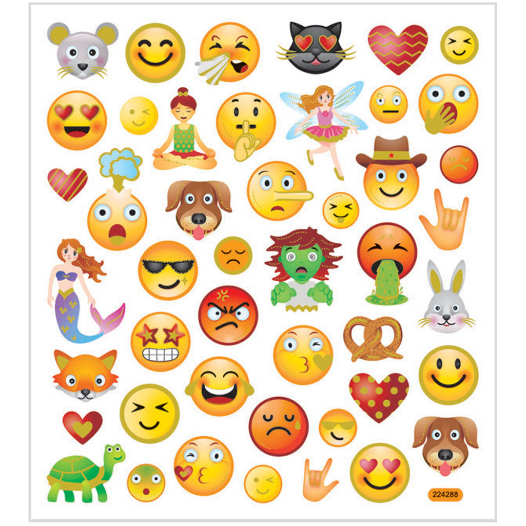 Stickers, emoji, sheet 15x16,5 cm, 1 sheet [HOB-28873]
