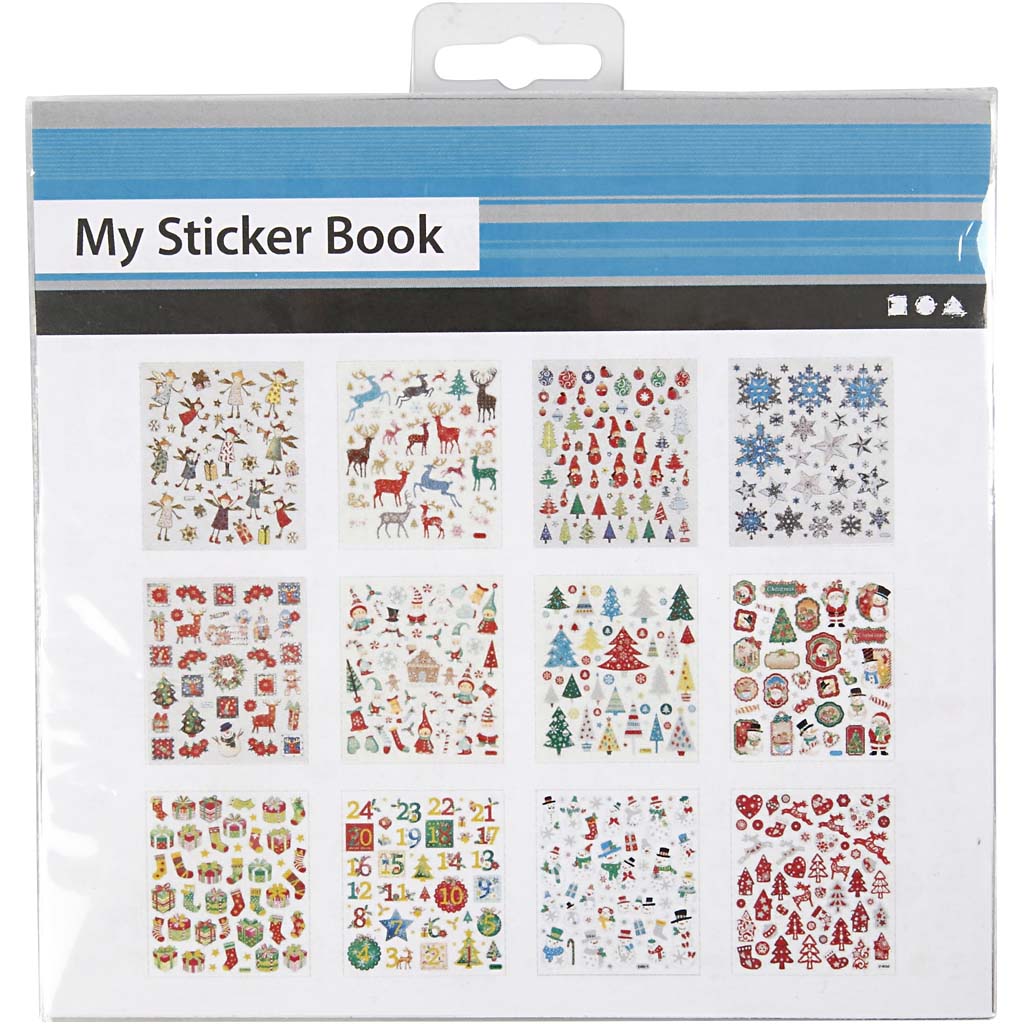 Book of stickers, christmas, sheet 15x16,5 cm, ca. 584 pc, 12 sheet/ 1 pack [HOB-28969]
