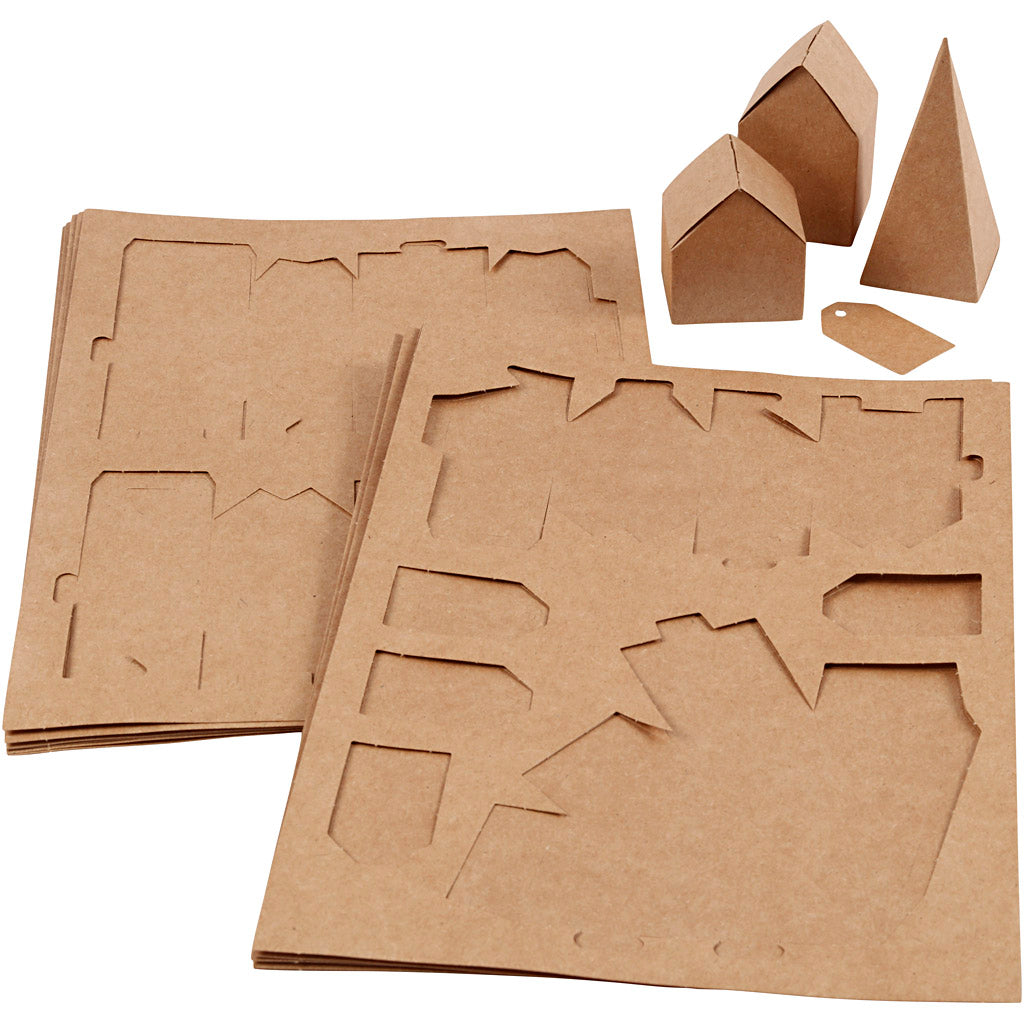 Die cut houses and trees, H: 5,7-10 Cm cm, 1 set [HOB-29040]