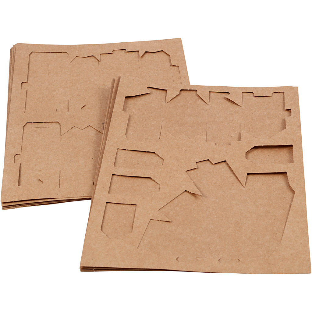 Die cut houses and trees, H: 5,7-10 Cm cm, 1 set [HOB-29040]