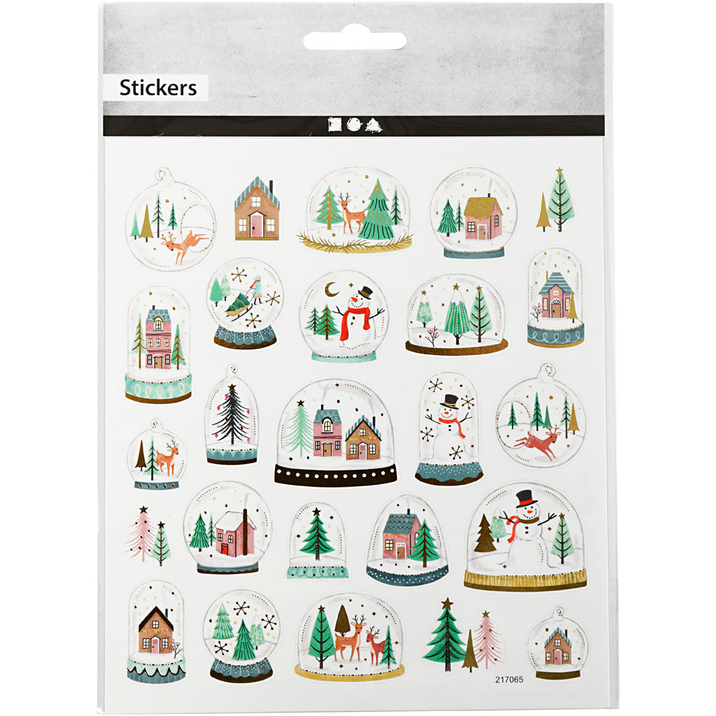 Stickers, snow globes, sheet 15x16,5 cm, 1 sheet [HOB-29046]