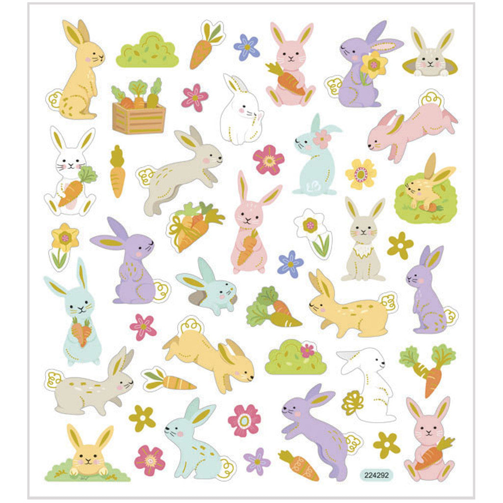 Stickers, Easter Bunny, sheet 15x16,5 cm, ca. 50 pc, 1 sheet [HOB-29065]