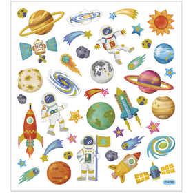 Stickers, space, sheet 15x16,5 cm, ca. 41 pc, 1 sheet [HOB-29078]