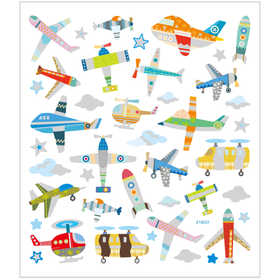 Stickers, air planes and helicopters, sheet 15x16,5 cm, ca. 42 pc, 1 sheet [HOB-29085]