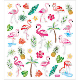 Stickers, flamingo, sheet 15x16,5 cm, ca. 37 pc, 1 sheet [HOB-29138]