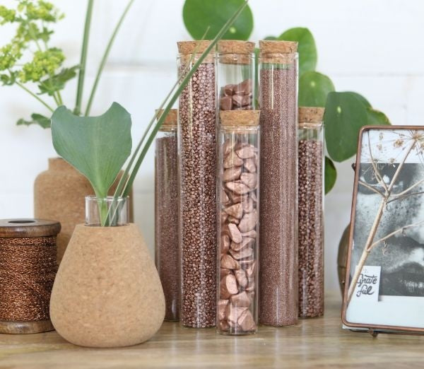 Glass Tube with cork Ø3cm and 15cm tall (set of 6 pcs) [IFS-29143]