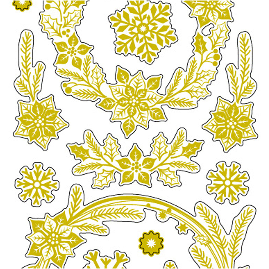 Stickers, christmas stars, sheet 10x24 cm, ca. 29 pc, gold, 1 sheet [HOB-29150]