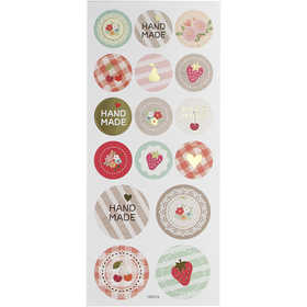 Stickers, handmade, sheet 10x23 cm, ca. 16 pc, 1 sheet [HOB-29157]