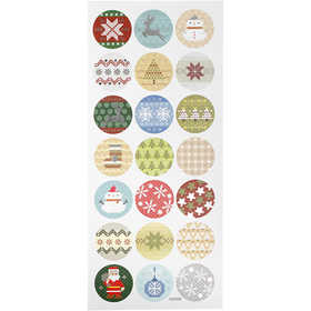 Stickers, christmas embroidery, sheet 10x23 cm, ca. 21 pc, 1 sheet [HOB-29162]