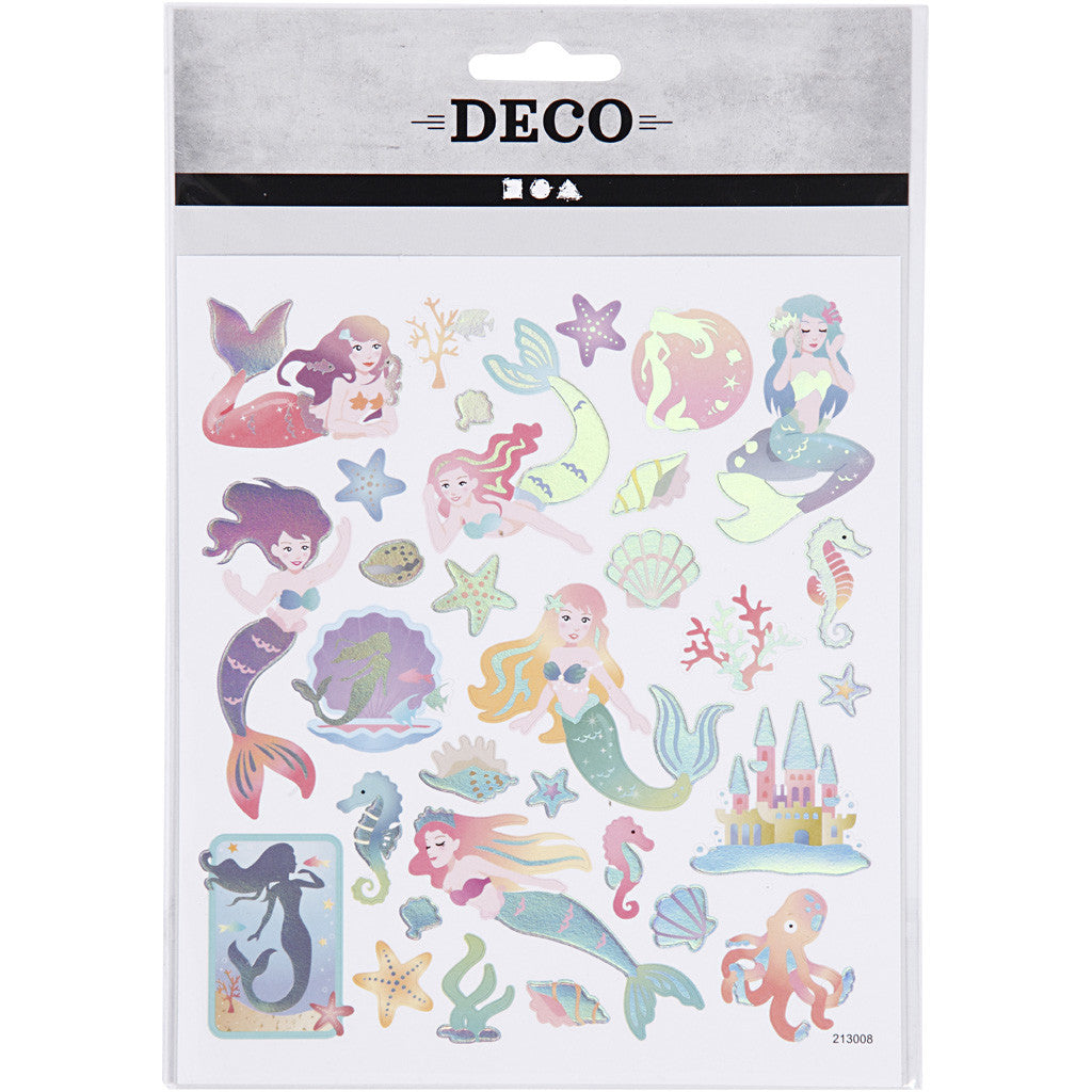 Stickers, mermaids, sheet 15x16,5 cm, ca. 32 pc, 1 sheet [HOB-29170]