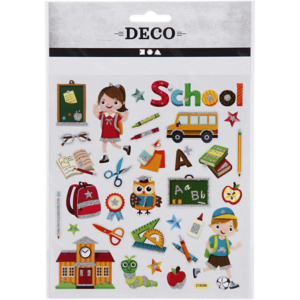 Stickers, school, sheet 15x16,5 cm, ca. 32 pc, 1 sheet [HOB-29176]