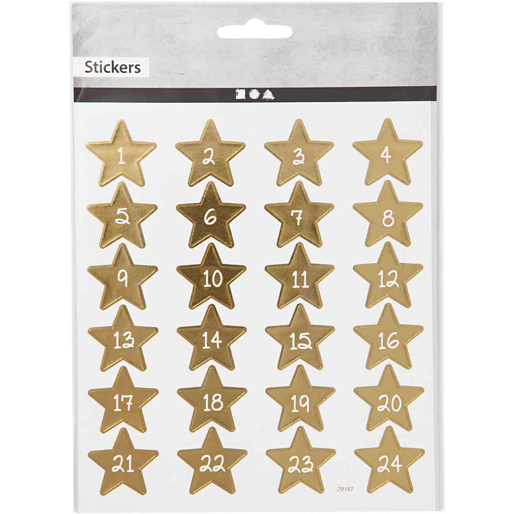 Stickers, Advent numbers, sheet 15x16,5 cm, ca. 24 pc, 1 sheet [HOB-291871]