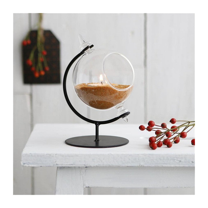 Glass Globe for Tealight with Stand Ø8 h.14cm (1 pc) [IFS-29290]