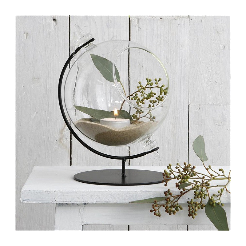 Glass Globe for Tealight with Stand Ø15 h.21cm (1 pc) [IFS-29292]