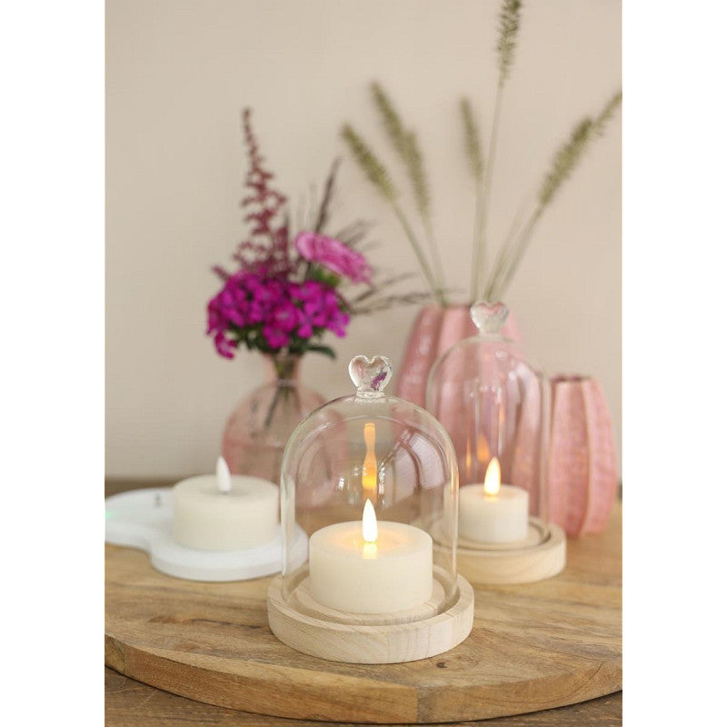 Bell Jar Heart Wood Base Ø10 h.13 cm (1 pcs) [IFS-29361]