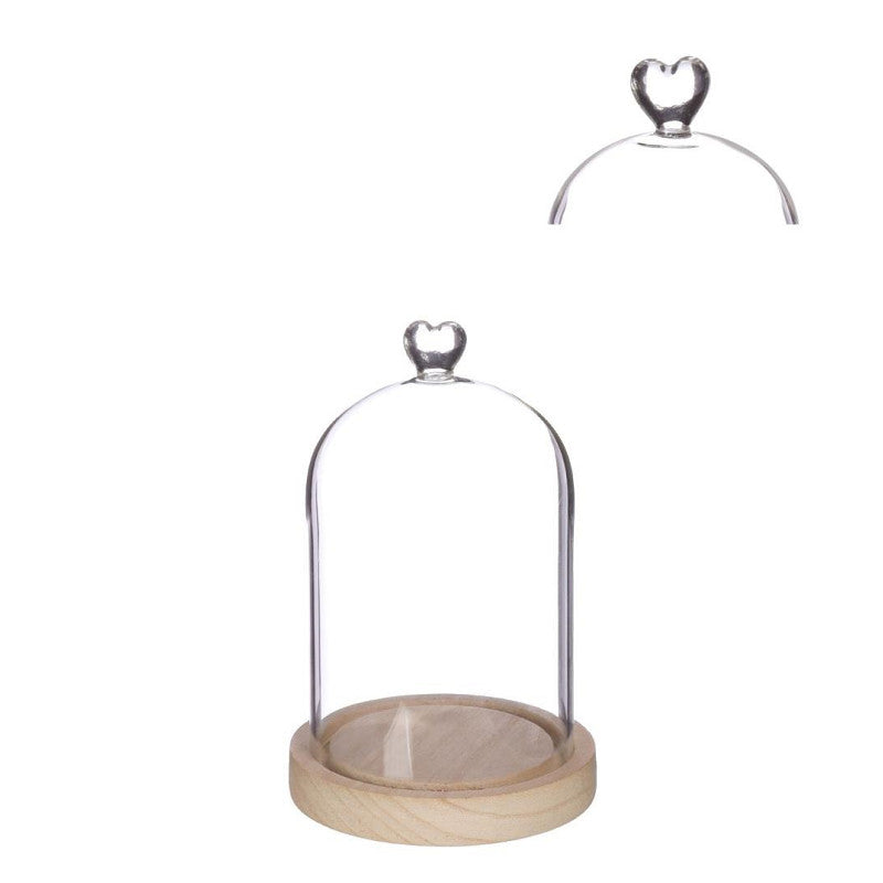 Bell Jar Heart Wood Base Ø12 h.18,5 cm (1 pcs) [IFS-29363]