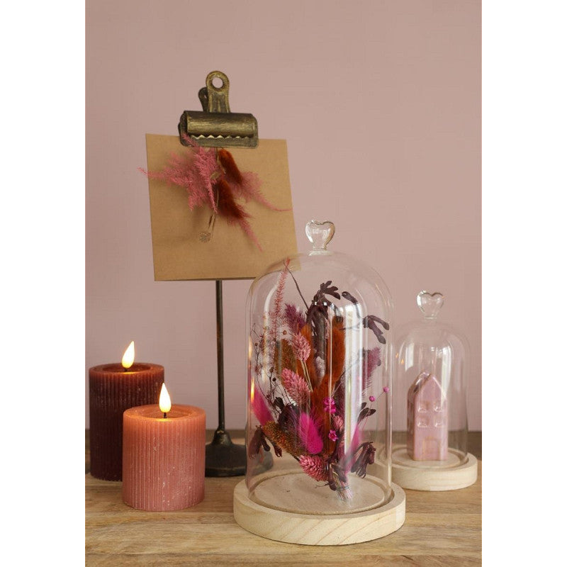 Bell Jar Heart Wood Base Ø10 h.18 cm (1 pcs) [IFS-29368]