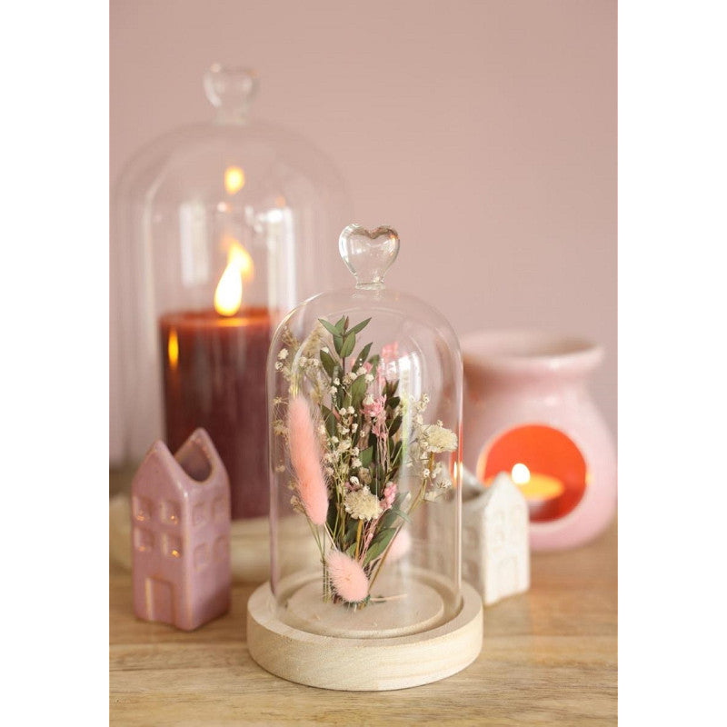 Bell Jar Heart Wood Base Ø10 h.18 cm (1 pcs) [IFS-29368]