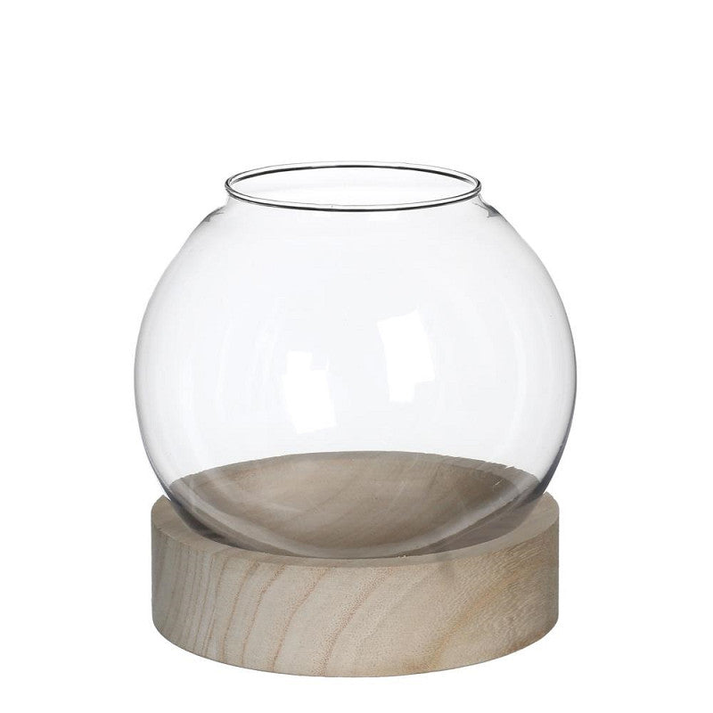 Glass Ball w.Wood Base Ø18 h.19cm