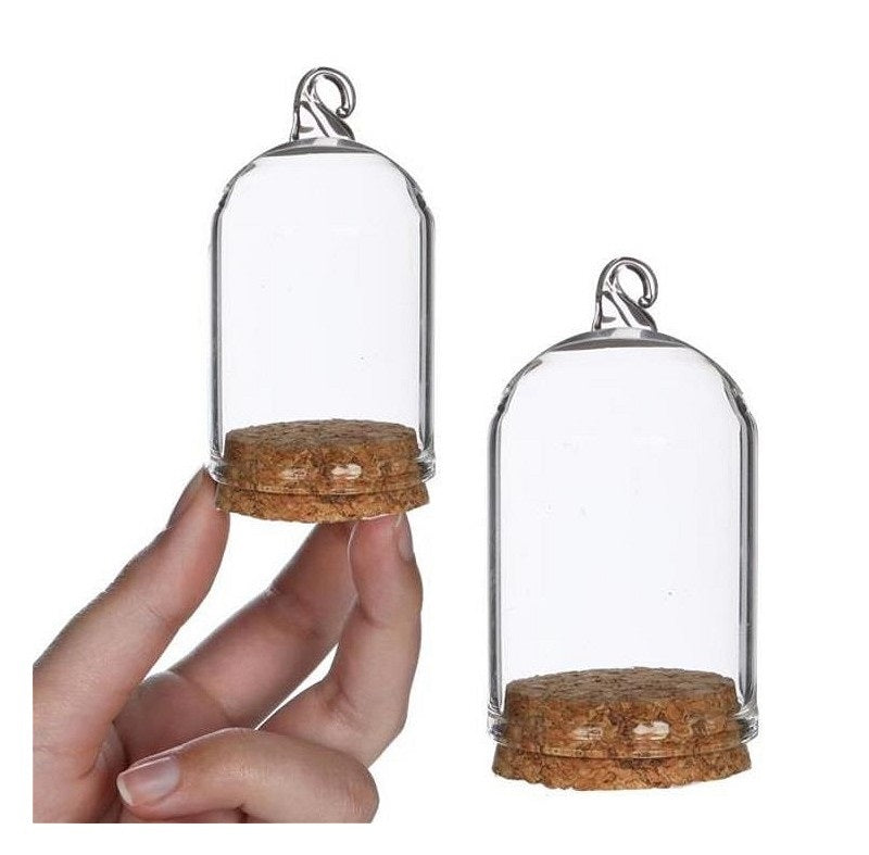 Dome w.hanging on cork base Ø6 h.8 cm (6 Pcs)