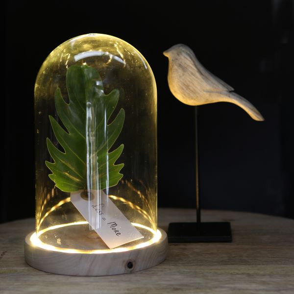 Glass LED stolp with wooden base Ø14cm (1 pcs.) [IFS-29494]