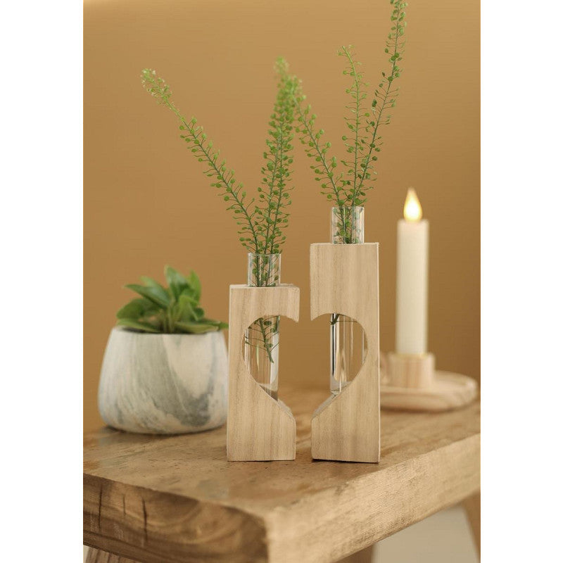 Wooden Tube Holder Heart l.4 w.4 h.14,5 cm (6 set) [IFS-29637]