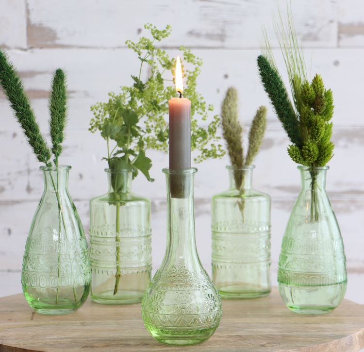 Flower vase Paris Ø7.5cm and 16cm high Green (12 pcs.) [IFS-29725]