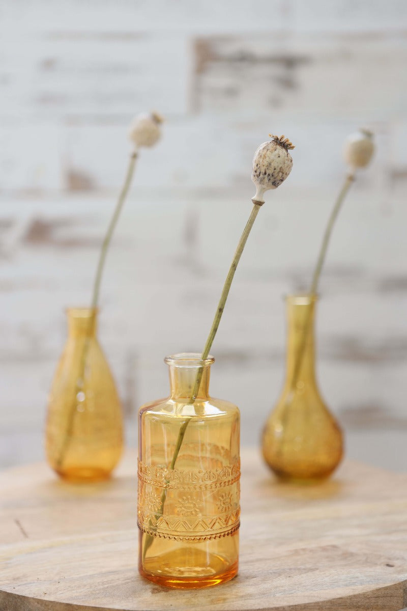 Flower vase Porto Ø7.5cm and 14.5cm high Ochre (12 pcs.) [IFS-29742]