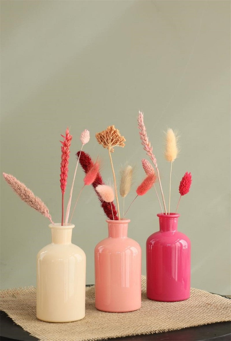 Glass Bottle Ø7 h: 12 cm Assorti Pink (12 Pcs) [IFS-29806]